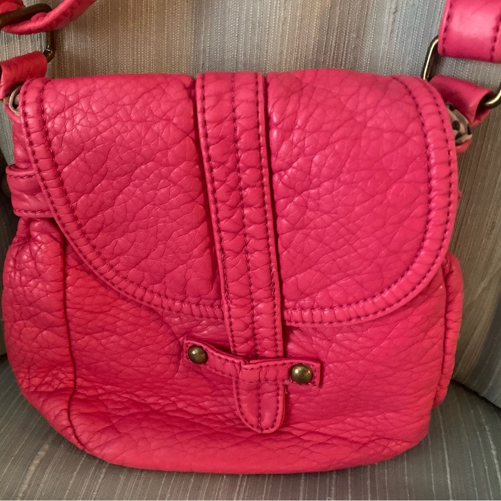 Pink Vegan Leather Crossbody Bag